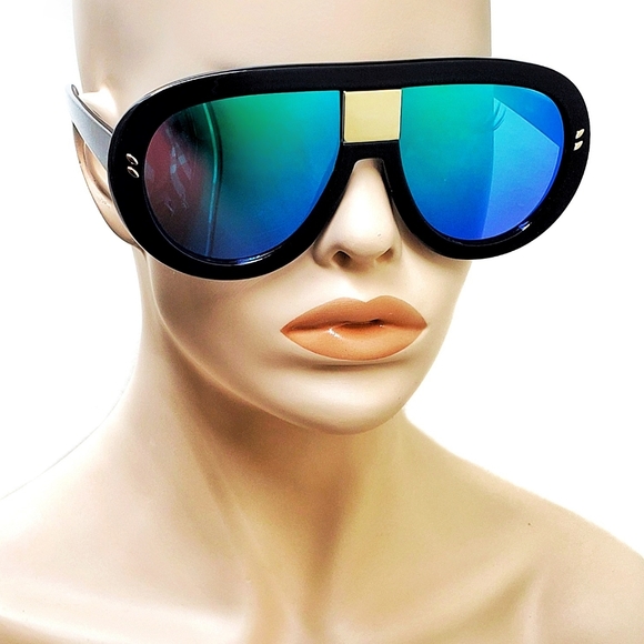 Blue Mirror New Sunglass, Aviator Oversized, Men Women Teens Plastic Beach Gift - Picture 1 of 6